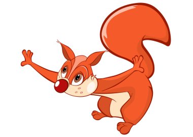 Beyaz arka plan üzerinde izole sevimli sincap çizgi film karakteri