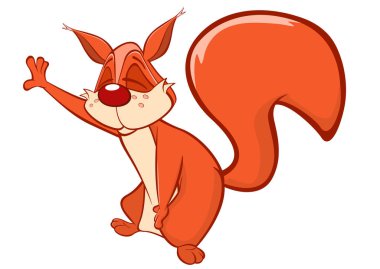 Beyaz arka plan üzerinde izole sevimli sincap çizgi film karakteri