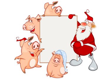çizgi film karakteri Noel Baba şirin domuz