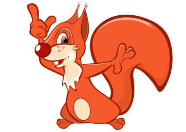 Beyaz arka plan üzerinde izole sevimli sincap çizgi film karakteri