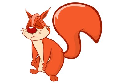 Beyaz arka plan üzerinde izole sevimli sincap çizgi film karakteri