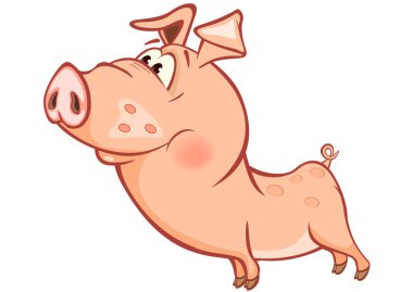 Sevimli domuz çizgi film karakteri renkli vektör çizim 