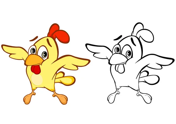 Πολύχρωμο Διάνυσμα Απεικόνιση Του Χαρακτήρα Κινουμένων Σχεδίων Χαριτωμένο Κοτόπουλο — Διανυσματικό Αρχείο