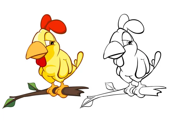 Färgglada Vektorillustration Söt Kyckling Seriefiguren — Stock vektor