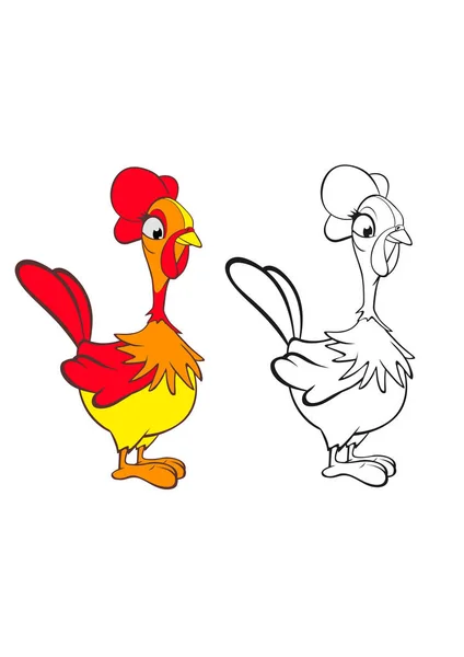 Illustrazione Vettoriale Colorata Del Personaggio Dei Cartoni Animati Pollo Carino — Vettoriale Stock