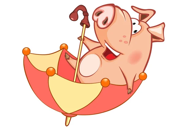 Bunte Vektor Illustration Von Niedlichen Schwein Cartoon Figur — Stockvektor