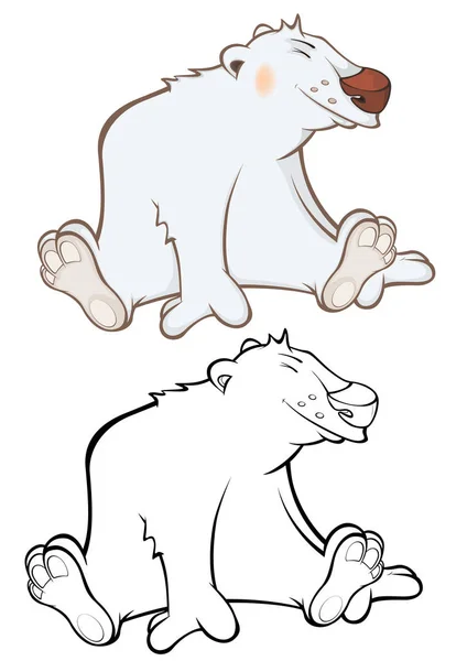 Иллюстрация Милого Персонажа Мультфильма Про Белого Медведя Раскраски — стоковый вектор