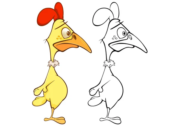 Vektorillustration Söt Kyckling Seriefiguren — Stock vektor