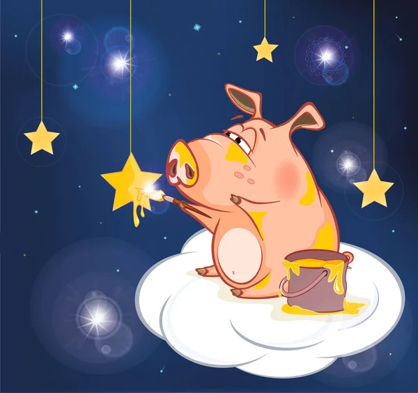 かわいい豚漫画のベクトル イラスト — ストックベクタ