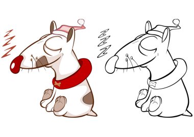 Sevimli çizgi karakter köpek vektör çizim tasarım ve bilgisayar oyunu için. Boyama kitap anahat seti