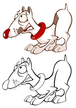 Sevimli çizgi karakter köpek vektör çizim tasarım ve bilgisayar oyunu için. Boyama kitap anahat seti