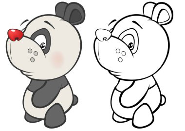 Sevimli çizgi karakter Panda vektör çizim tasarım ve bilgisayar oyunu için. Boyama kitap anahat seti