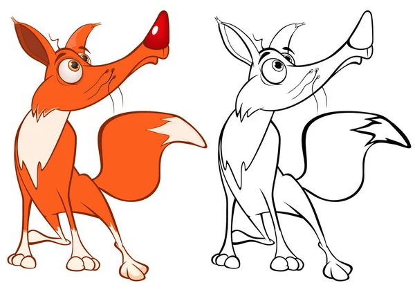 Vektorové Ilustrace Fox Charakter Roztomilý Kreslený Design Počítačovou Hru Omalovánky — Stockový vektor