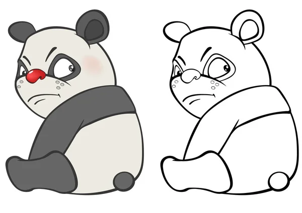 Ilustracja Wektorowa Panda Charakter Kreskówka Dla Projektowania Gier Komputerowych Kolorowanie — Wektor stockowy