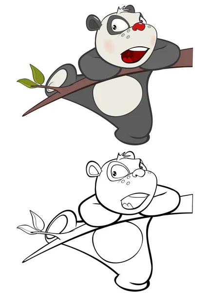 Vectorillustratie Van Een Leuke Cartoon Karakter Panda Voor Design Computerspel — Stockvector