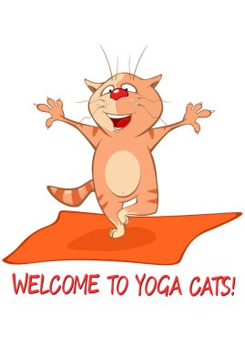 Vektör Illustration bir yoga Cat. Karikatür karakter