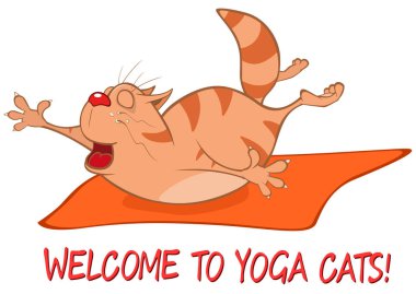 Vektör Illustration bir yoga Cat. Karikatür karakter