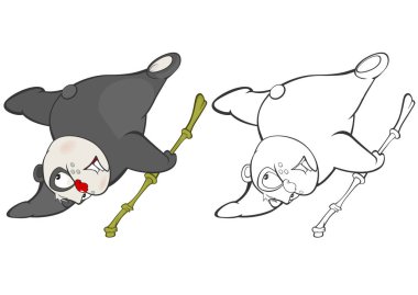 Sevimli çizgi karakter Panda vektör çizim tasarım ve bilgisayar oyunu için. Boyama kitap anahat seti