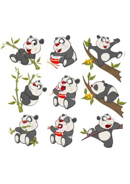 Sevimli çizgi karakter Panda vektör çizim tasarım ve bilgisayar oyunu için. Boyama kitap anahat seti