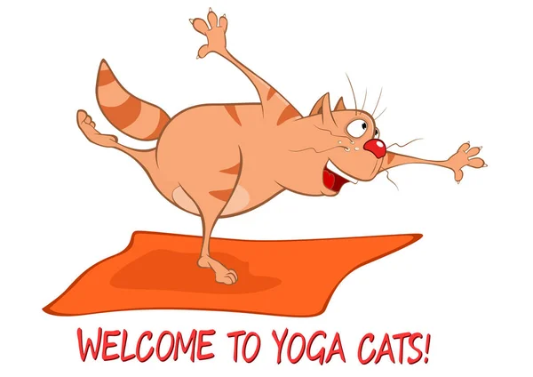 Vector Illustration Dari Yoga Cat Karakter Kartun - Stok Vektor