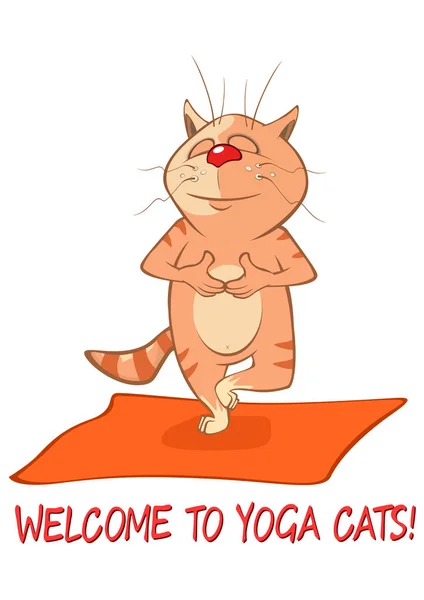 Ilustración Vectorial Gato Yoga Personaje Dibujos Animados — Vector de stock