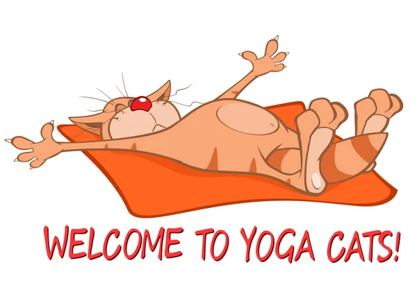 Vektorillustration Einer Yoga Katze Zeichentrickfigur — Stockvektor