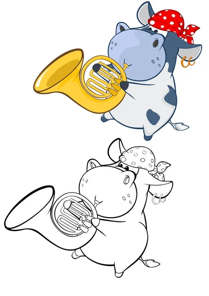 Illustration Vectorielle Une Jolie Vache Personnage Bande Dessinée Pour Design — Image vectorielle