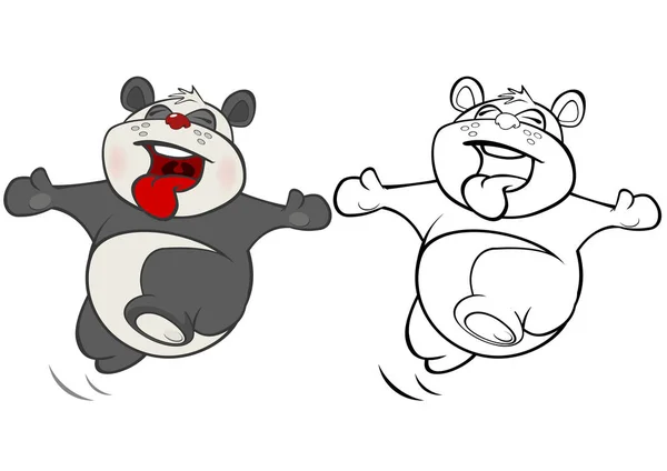 Vectorillustratie Van Een Leuke Cartoon Karakter Panda Voor Design Computerspel — Stockvector