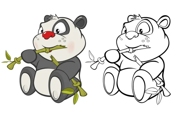 Vector Illustration Cute Cartoon Character Panda Design Computer Game Coloring — Stock Vector