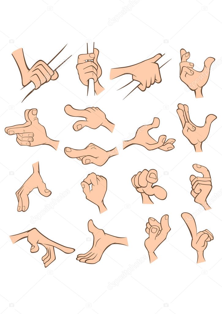 Hand gestures cartoon set