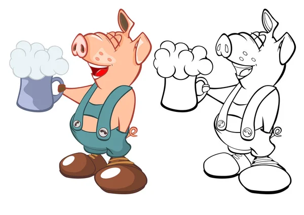 Set of cheerful pigs Cartoon — Stock Vector