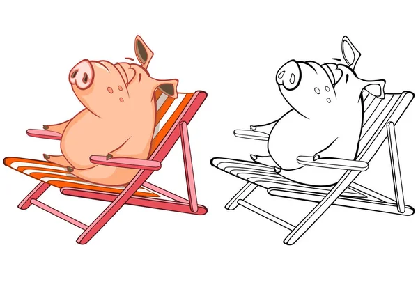 Set di allegri maiali Cartone animato — Vettoriale Stock