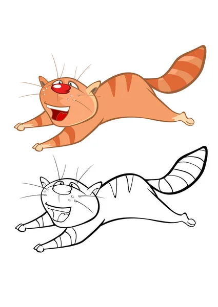 Tecknad Happy Cats Isolerade Vit Bakgrund — Stock vektor
