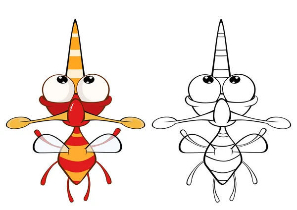 Illustrazione Vettoriale Simpatico Personaggio Dei Cartoni Animati Bee Voi Design — Vettoriale Stock