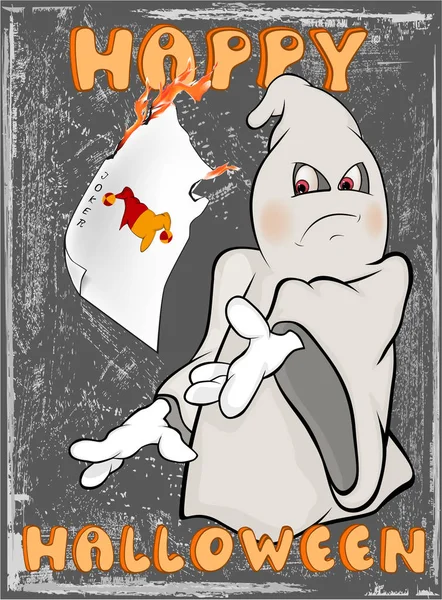 Vector Happy Helloween Invitation Card avec Cartoon Ghost Carte de vœux Happy Moment — Image vectorielle