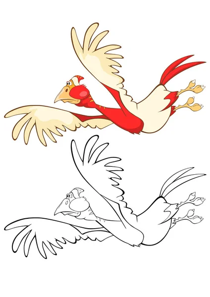 Симпатичный Мультяшный Персонаж Bird Очертания Раскраски — стоковый вектор