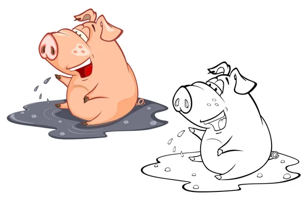 Wektor Ilustracja Cute Caracter Pig Dla Ciebie Projektowanie Gra Komputerowa — Wektor stockowy