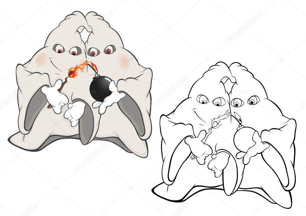Vector Illustration of a Cute Cartoon Character Ghost for you Design and Computer Game. Coloring Book Outline Set 