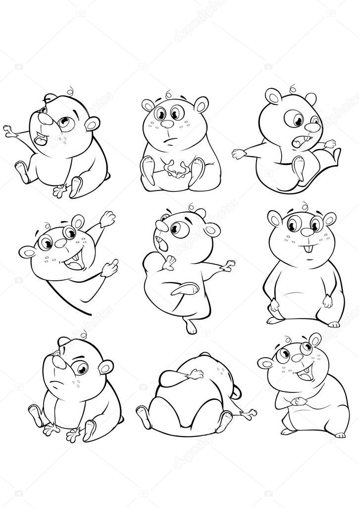 Vector Illustration of a Cute Cartoon Character Guinea Pig  for you Design and Computer Game. Coloring Book 