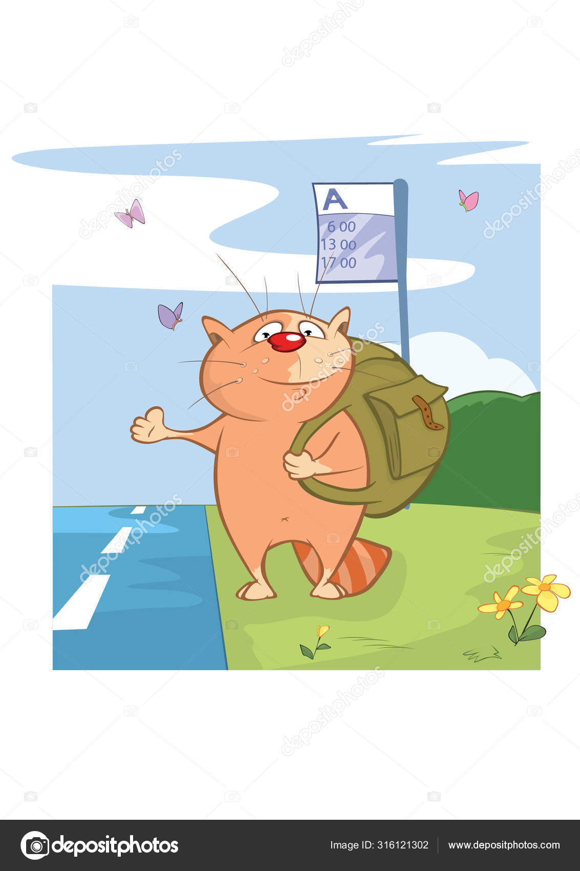 Cat with knapsack top