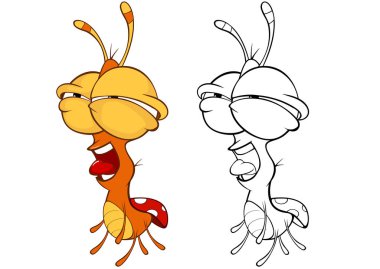 sevimli böcekler, basitçe vektör çizimi, boyama kitapları için karakterler