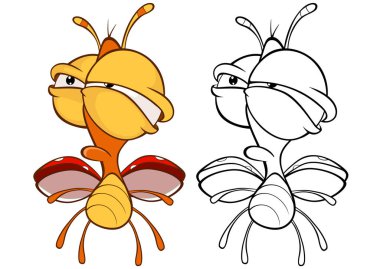 sevimli kızgın hatalar, basitçe vektör çizimi, boyama kitapları için karakterler