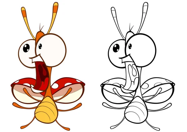 Bonito Gritando Bugs Simplesmente Ilustração Vetorial Personagens Para Colorir Livros — Vetor de Stock