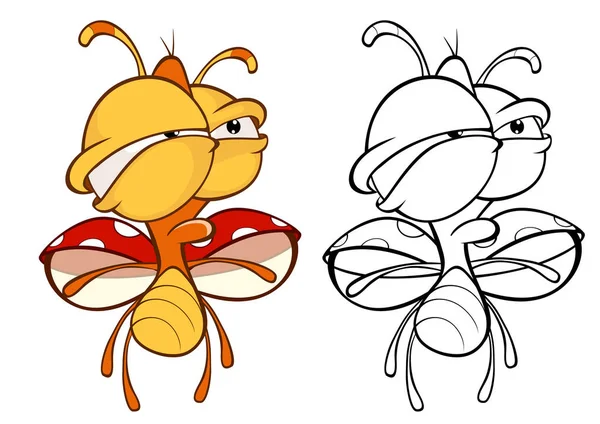 Niedlichen Wütenden Bugs Einfach Vektorillustration Zeichen Für Malbücher — Stockvektor