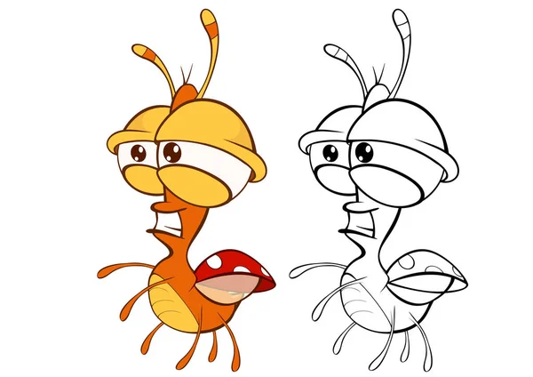 Bugs Mignons Illustration Simplement Vectorielle Caractères Pour Les Livres Colorier — Image vectorielle
