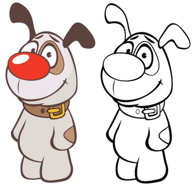 Sizin için Sevimli Çizgi Film Karakteri Avcı Köpeğinin Vektör İllüstrasyonu Tasarım ve Bilgisayar Oyunu. Renklendirme Kitabı Özeti 