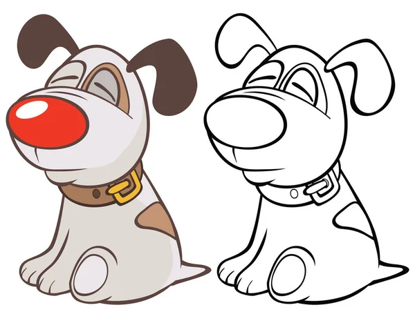 为您设计和玩电脑游戏的可爱卡通猎狗的矢量图解 彩色书纲要 — 图库矢量图片