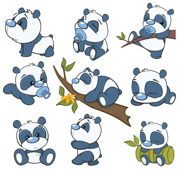 Illustratie Van Een Schattig Stripfiguur Panda Voor Ontwerp Computer Game — Stockvector