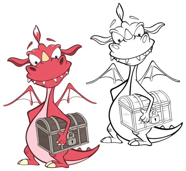 Vector Illustration Cute Cartoon Character Dragon You Design Computer Game — Stock Vector