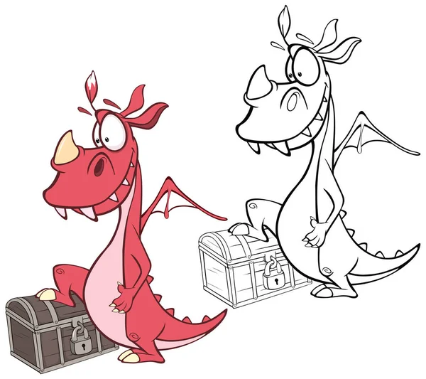 Vektor Illustration Eines Niedlichen Cartoon Character Dragon Für Design Und — Stockvektor